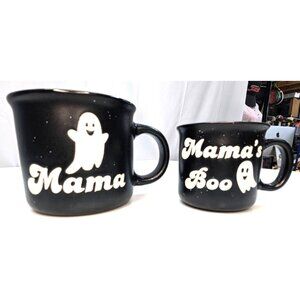 Halloween Cobwebs and Cauldrons Mama's & Mama Boo's Ghost Mug Set NWOB